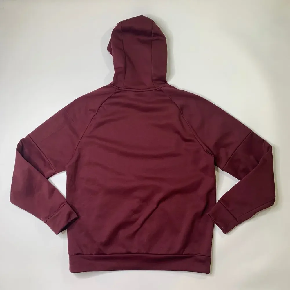 Nike Hoodie Mens L Large Burgundy Therma Fit Big Swoosh Fleece Lined Sweatshirt